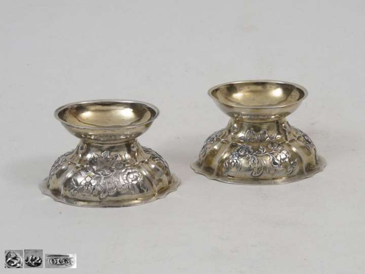 A Pair of Salt Cellars, Silver, Partly Gilt